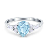 Vintage Style Pear Teardrop Natural Stone Ring