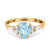 Vintage Style Pear Teardrop Natural Stone Ring
