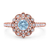 Art Deco Round Natural Stone Floral Ring