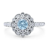 Art Deco Round Natural Stone Floral Ring