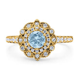 Art Deco Round Natural Stone Floral Ring