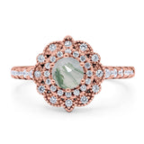 Art Deco Round Natural Stone Floral Ring