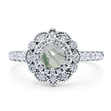 Art Deco Round Natural Stone Floral Ring
