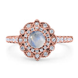 Art Deco Round Natural Stone Floral Ring