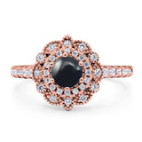 Art Deco Round Natural Stone Floral Ring