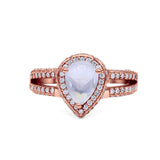 Vintage Style Pear Teardrop Natural Stone Ring