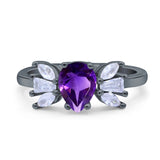 Art Deco Pear Natural Stone Cocktail Ring