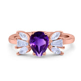 Art Deco Pear Natural Stone Cocktail Ring