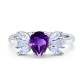 Art Deco Pear Natural Stone Cocktail Ring