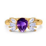 Art Deco Pear Natural Stone Cocktail Ring