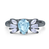 Art Deco Pear Natural Stone Cocktail Ring