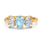 Art Deco Pear Natural Stone Cocktail Ring