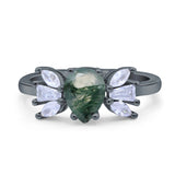 Art Deco Pear Natural Stone Cocktail Ring