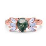 Art Deco Pear Natural Stone Cocktail Ring
