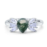 Art Deco Pear Natural Stone Cocktail Ring