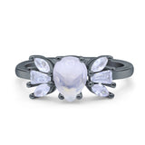 Art Deco Pear Natural Stone Cocktail Ring