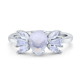 Art Deco Pear Natural Stone Cocktail Ring