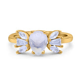 Art Deco Pear Natural Stone Cocktail Ring