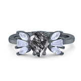 Art Deco Pear Natural Stone Cocktail Ring