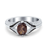 Two Tone Oval Natural Stone Ring
