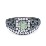 Cushion Cut Halo Round Natural Stone Ring
