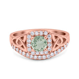 Cushion Cut Halo Round Natural Stone Ring