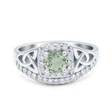 Cushion Cut Halo Round Natural Stone Ring