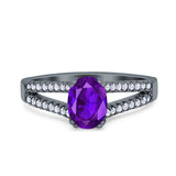 Oval Natural Stone Split Shank Ring
