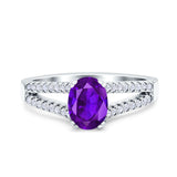 Oval Natural Stone Split Shank Ring
