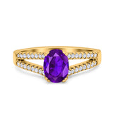 Oval Natural Stone Split Shank Ring