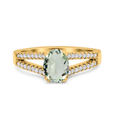 Oval Natural Stone Split Shank Ring