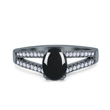 Oval Natural Stone Split Shank Ring