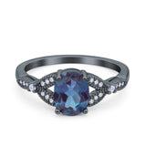 Oval Natural Stone Leaf Design Beaded Ring