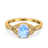 Oval Natural Stone Leaf Design Beaded Ring