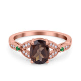 Oval Natural Stone Leaf Design Beaded Ring