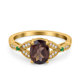 Oval Natural Stone Leaf Design Beaded Ring