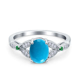 Oval Natural Stone Leaf Design Beaded Ring