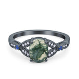 Oval Natural Stone Leaf Design Beaded Ring