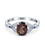 Oval Natural Stone Leaf Design Beaded Ring