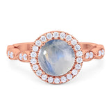 Round Natural Stone Halo Ring