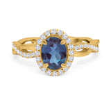 Oval Natural Stone Split Shank Twisted Ring
