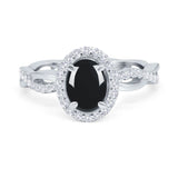 Oval Natural Stone Split Shank Twisted Ring