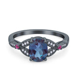 Oval Natural Stone Leaf Design Wedding Ring