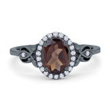 Oval Halo Split Shank Twisted Ring