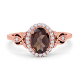 Oval Halo Split Shank Twisted Ring