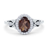 Oval Halo Split Shank Twisted Ring