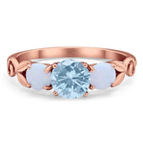 Three Stone Round Natural Stone Ring