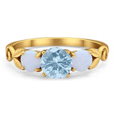 Three Stone Round Natural Stone Ring