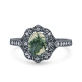 Halo Ballerina Style Oval Natural Stone