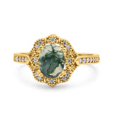 Halo Ballerina Style Oval Natural Stone